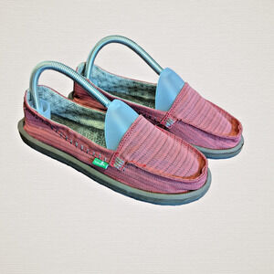Sanuk Rasta Red Hemp Woven Slip On Flats Beach Shoes Womens Size 8